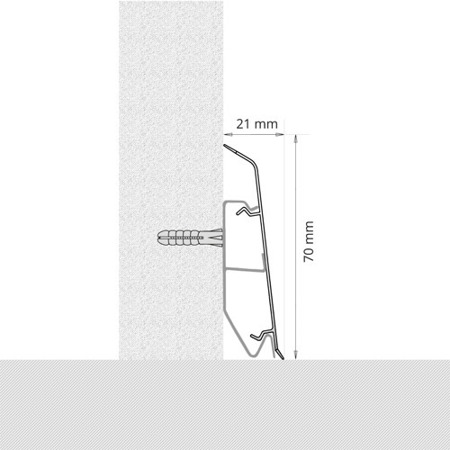 2,5m Fussleiste 70mm EICHE VERBRANNT + Montagematerial GRATIS