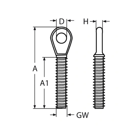 Edelstahl ESS Auge Mit Gewinde LINKS M6