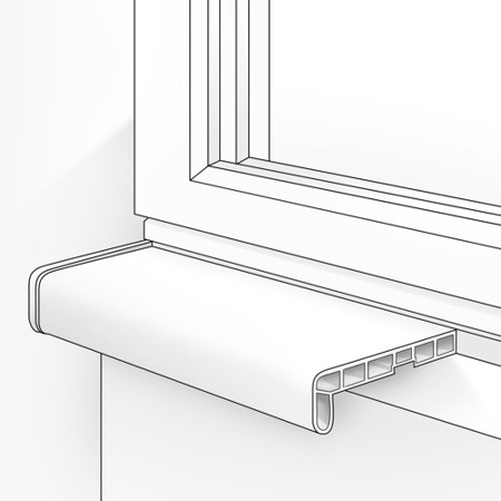 Fensterbank Fensterbrett für den Innenbereich PVC Tiefe 20cm NUSS + Endkappen GRATIS!