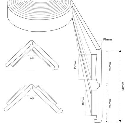 Knickwinkel Fensterleiste Winkel Winkelleiste 25x25mm Selbstklebend Abdeckleiste Kunststoffleiste