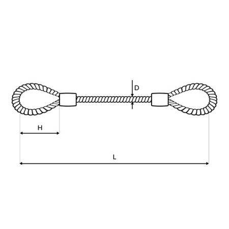 Stahlseil Verzinkt PVC BLAU mit Ösen Schlaufenseil Öse - Öse Schlaufe Drahtseil Seil mit Schlaufen 1,6/3mm 1x7