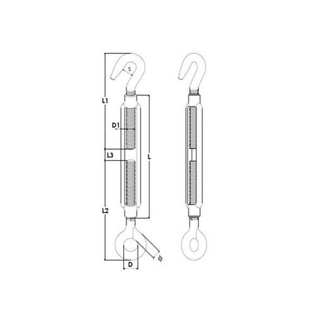 Spannschloss Edelstahl Haken Öse V4A Wantenspanner Spannschraube Drahtspanner M12