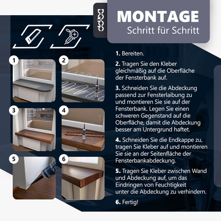 Renovierungsabdeckung für alte Innenfensterbank – Eiche Gold Tiefe 38cm