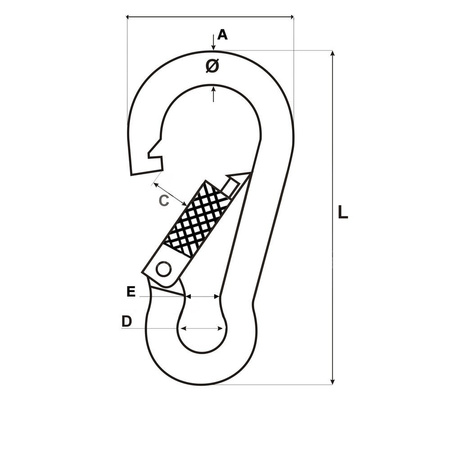 Feuerwehr Karabinerhakien mit Sicherung Karabiner Stahl Verzinkt 12mm