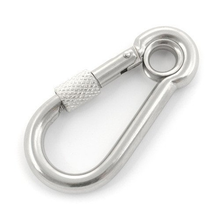 KARABINERHAKEN Feuerwehre Edelstahl V4A NIRO Karabiner mit Sicherheitsmutter und Kausche 11mm