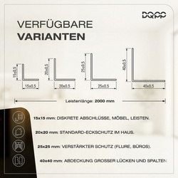 Selbstklebender PVC-Winkel für Außenecken 20×20mm SCHWARZ 2m