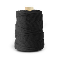 Baumwolle Baumwollgarn Makramee Garn 3mm 100m - 200m SCHWARZ