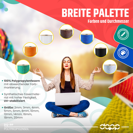 Polypropylenseil 2mm Schnur Polypropylen Seil Tauwerk Flechtleine WEISS