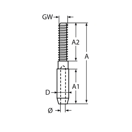 Edelstahl ESS Gewindeterminal LINKS M6/4mm