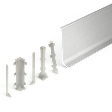 2m Fussleiste aus Aluminium 80mm