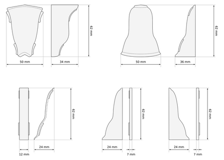 2,5m Fussleiste 62mm EICHE HERITAGE + Montagematerial GRATIS