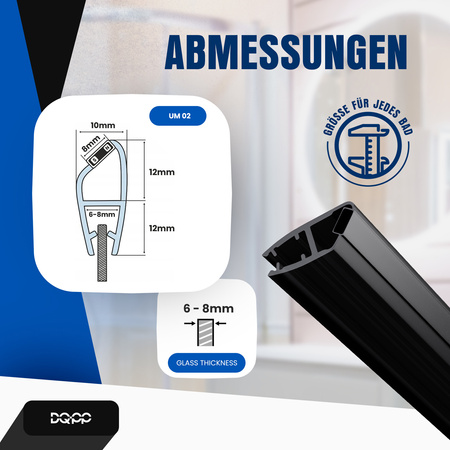 Magnetdichtung Dichtung Schwarz Duschtürdichtung 6mm 8mm
