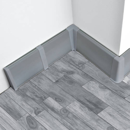 2m Fussleiste 75mm GRAU Fußleiste Leiste Sockelleiste Laminatleiste Bodenleiste PVC + Montagematerial GRATIS