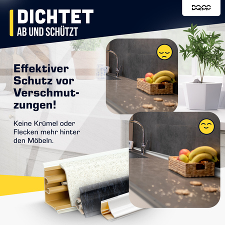 1,5m 2,5m 3m Abschlussleiste Küchenabschlussleiste Küchenleiste Arbeitsplatte Wandabschlussleiste Tischplattenleisten PVC 23mm BETON + Schrauben GRATIS
