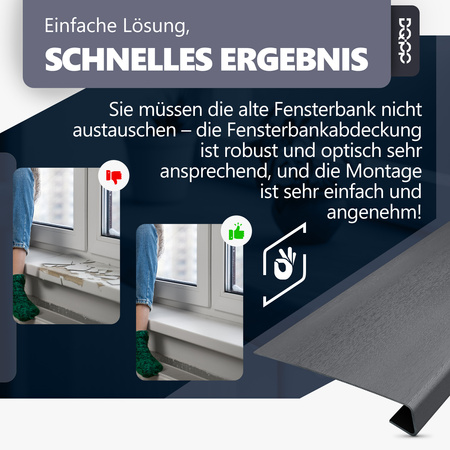Renovierungsabdeckung für alte Innenfensterbank – Nuss Tiefe 38cm