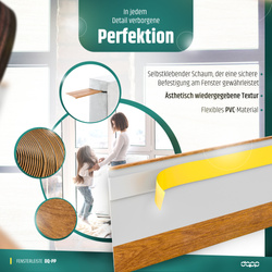 Fensterleiste 50mm x 1,5mm  MAHAGONI selbstklebend Flachleiste Abdeckleiste Kunststoffleiste