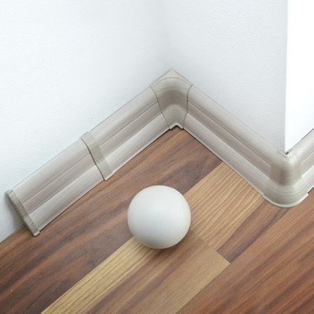 2m Fussleiste 62mm ESCHE GRAU Fußleiste Leiste Sockelleiste Laminatleiste Bodenleiste PVC + Montagematerial GRATIS