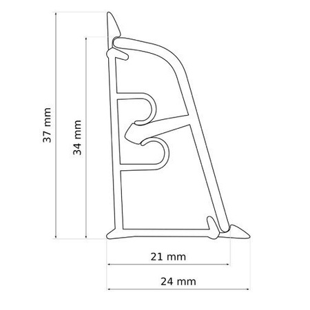 1,5m 2,5m Abschlussleiste Winkelleiste Wandabschlussleiste PVC 37mm EICHE GRAPHIT mit Montage Schrauben GRATIS