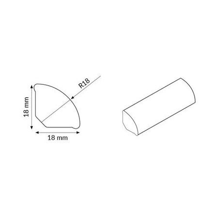 Viertelstab Winkelprofil Winkel PVC 18x18mm 2.5m GRAU