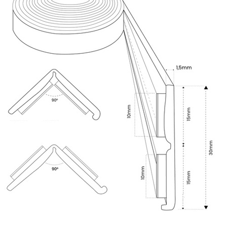 Knickwinkel Fensterleiste Winkel Winkelleiste 15x15mm Selbstklebend Abdeckleiste Kunststoffleiste