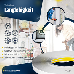 Fensterleiste mit Gummilippe 50mm Selbstklebend Abdeckleiste Kunststoffleiste Flachleiste