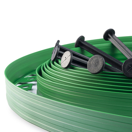 Rasenkantenstecher Rasenkante Rasentrimmer Rasenmäher Rasenborde 10m Höhe 50mm GRÜN + 20 Befestigunsanker GRATIS!