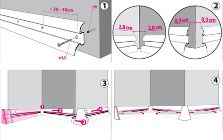 2,5m Fussleiste 55mm EICHE HUSKY + Montagematerial GRATIS!