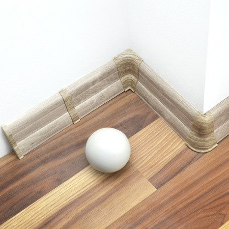 2m Fussleiste 62mm EICHE WEISS Fußleiste Leiste Sockelleiste Laminatleiste Bodenleiste PVC + Montagematerial GRATIS