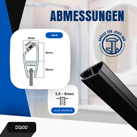 Magnetdichtung Dichtung Schwarz Duschtürdichtung 4mm 6mm