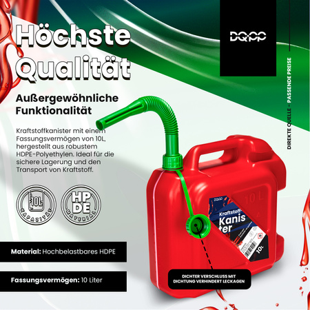 Kraftstoffkanister mit zwei Griffen und Auslaufrohr 10L