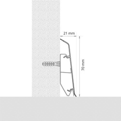 2,5m Fussleiste PVC 70mm Nuss Blues + Montagematerial Gratis
