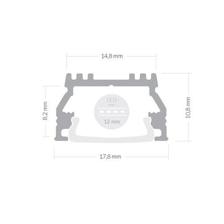 Alu Profil für LED EINPUTZ Satiniert Streifen Lichtleiste Aluminium 2m