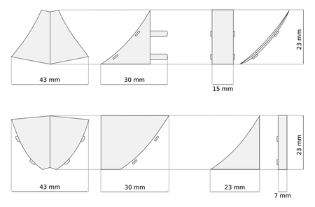 23mm Endstück RECHTS EICHE SIENA 1 Stk.