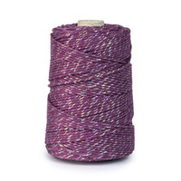 Baumwolle Baumwollgarn Makramee Garn 3mm 200m DUNKELROSA mit Multicolor Faden