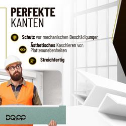 PVC-Profil Typ J PT5, Abschluss-Eckprofil für die Kante von Gipskartonplatten (GK), WEISS