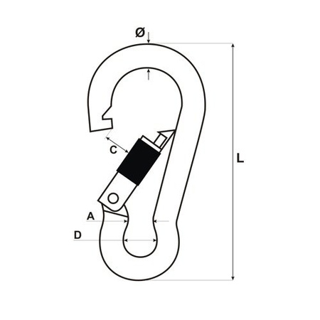 KARABINERHAKEN Feuerwehre Edelstahl V4A NIRO Karabiner mit Sicherheitsmutter 5mm