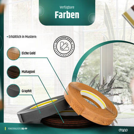 Fensterleiste 30mm x 1,5mm  MAHAGONI selbstklebend Flachleiste Abdeckleiste Kunststoffleiste
