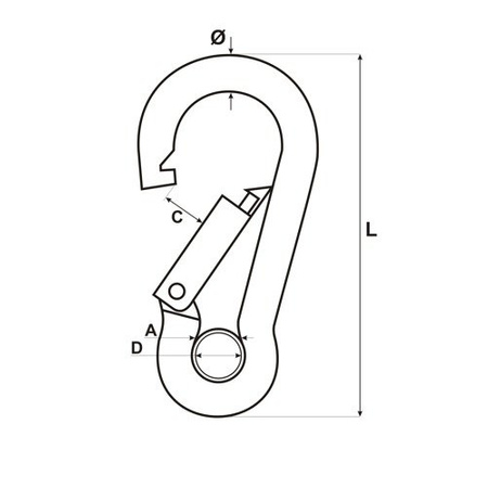 KARABINERHAKEN Feuerwehre Edelstahl V4A NIRO Karabiner mit Kausche 10mm