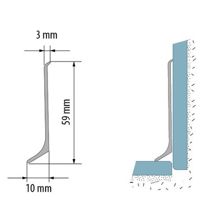 2,5m Fussleiste aus Aluminium 59mm SCHWARZ