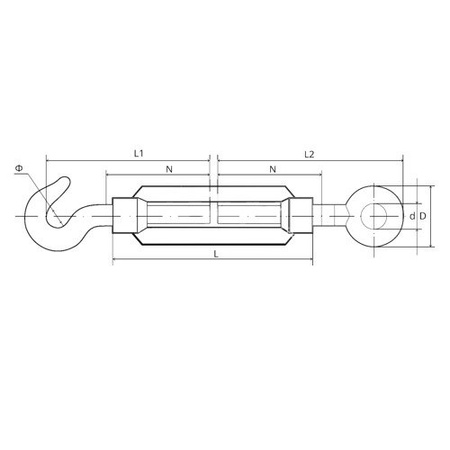 Spannschloss HAKEN - ÖSE Verzinkt Seilspanner Spannschraube Spanner M12