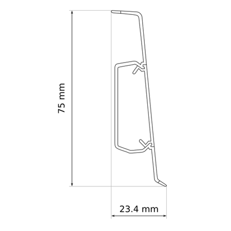 2,5m Fussleiste 75mm EICHE ALABAMA + Montagematerial GRATIS