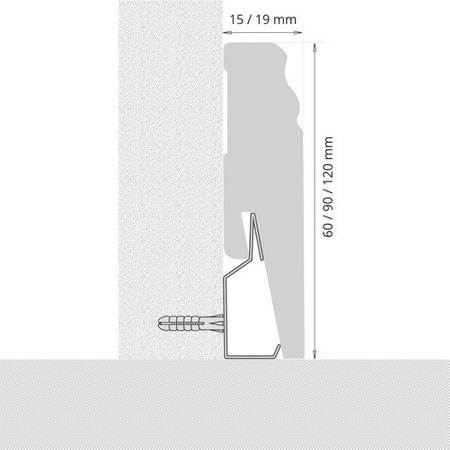 2,5m Sockelleiste Bodenleiste Leiste MDF 60x15mm WEISS