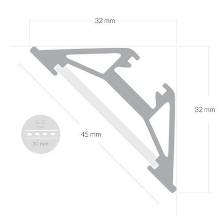 Alu Profil für LED MODELL J Satiniert Streifen Lichtleiste Aluminium 2m