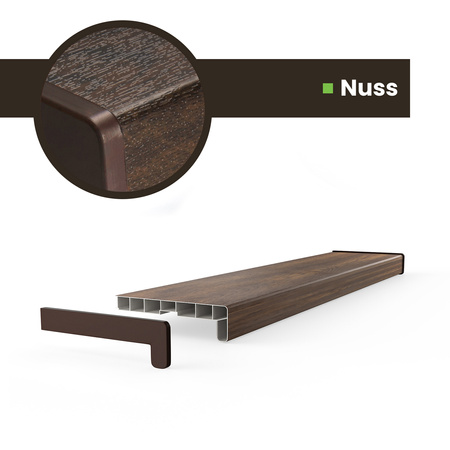 Fensterbank Fensterbrett für den Innenbereich PVC Tiefe 35cm NUSS + Endkappen GRATIS!