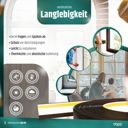 Fensterleiste 50mm x 1,5mm  MAHAGONI selbstklebend Flachleiste Abdeckleiste Kunststoffleiste