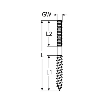 Stockschraube ESS Edelstahl mit LINKSGEWINDE M10