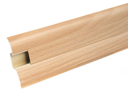 2m Fussleiste 62mm BUCHE Fußleiste Leiste Sockelleiste Laminatleiste Bodenleiste PVC + Montagematerial GRATIS