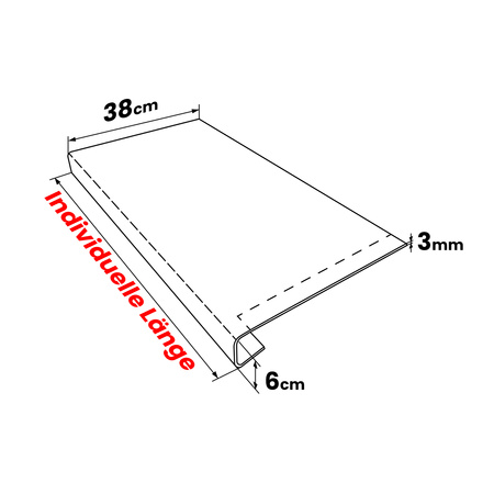 Renovierungsabdeckung für alte Innenfensterbank – Eiche Gold Tiefe 38cm