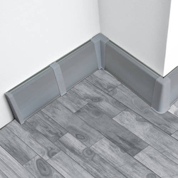 2m Fussleiste 75mm GRAU Fußleiste Leiste Sockelleiste Laminatleiste Bodenleiste PVC + Montagematerial GRATIS
