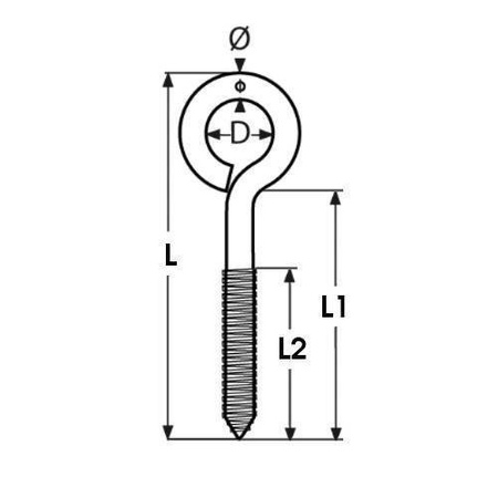 Ösenschraube Edelstahl V4A 6mm Schwere Ausführung Lang 100mm